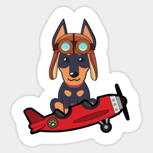 Cute alsatian is in a vintage plane Sticker